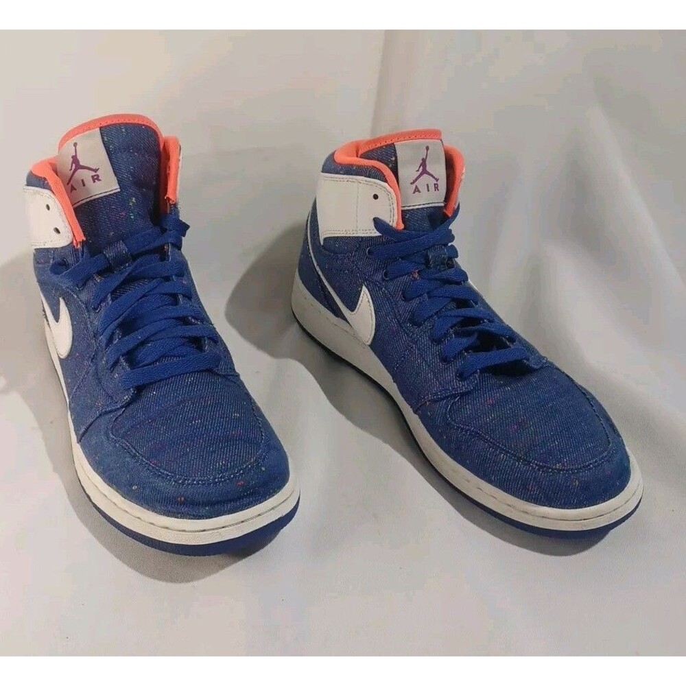Nike Air Jordan 1 Retro High Top Speckled Denim  Royal Blue Size 9Y UK8 EU 42.5